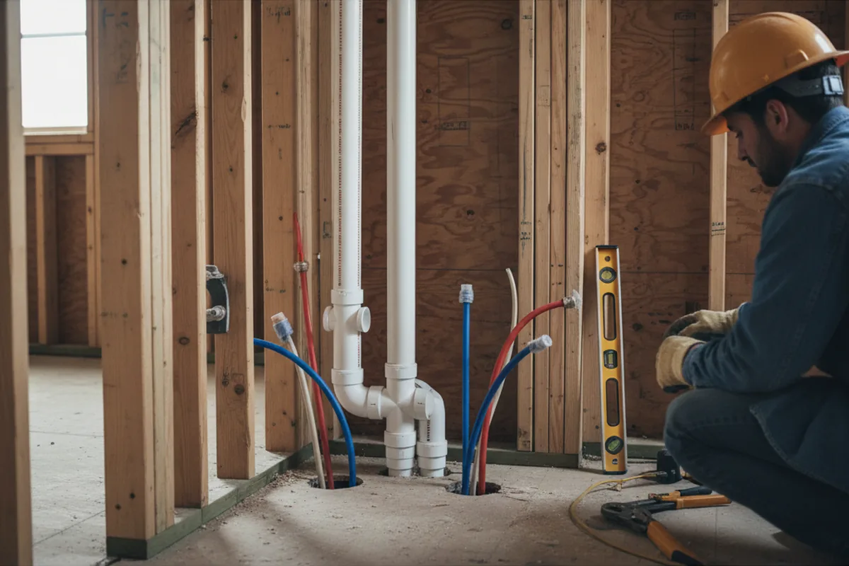 Drain and supply rough-in during Toilet Repair and Installation in Navajo Dam